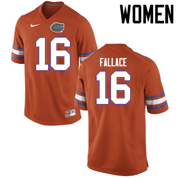 Florida Gators Women #16 Brian Fallace College Football Jerseys Orange